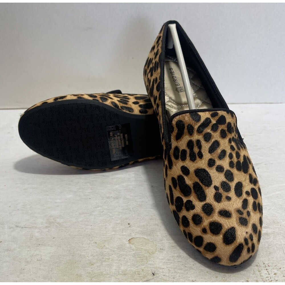 BIRDIES The Starling in Cheetah Womens 5 shoes Slipper Flat Loafer Calf Hair NIB - Picture 3 of 13